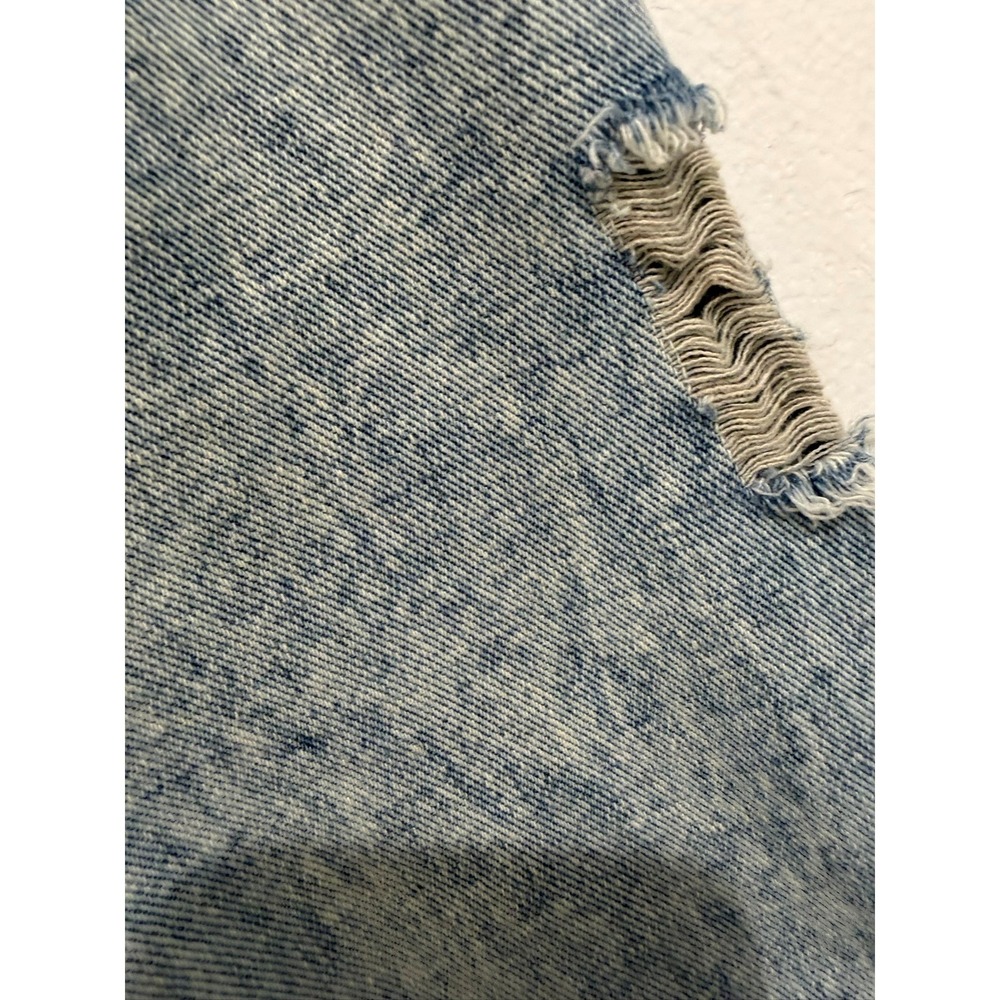 Acid Wash Leopard Print Distressed Oversized Denim Jacket Blue Brown Womens S - Picture 6 of 9